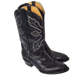 Ferrini  Exotic Cowboy Boots Lizard Teju Skin Size 13  Black/White